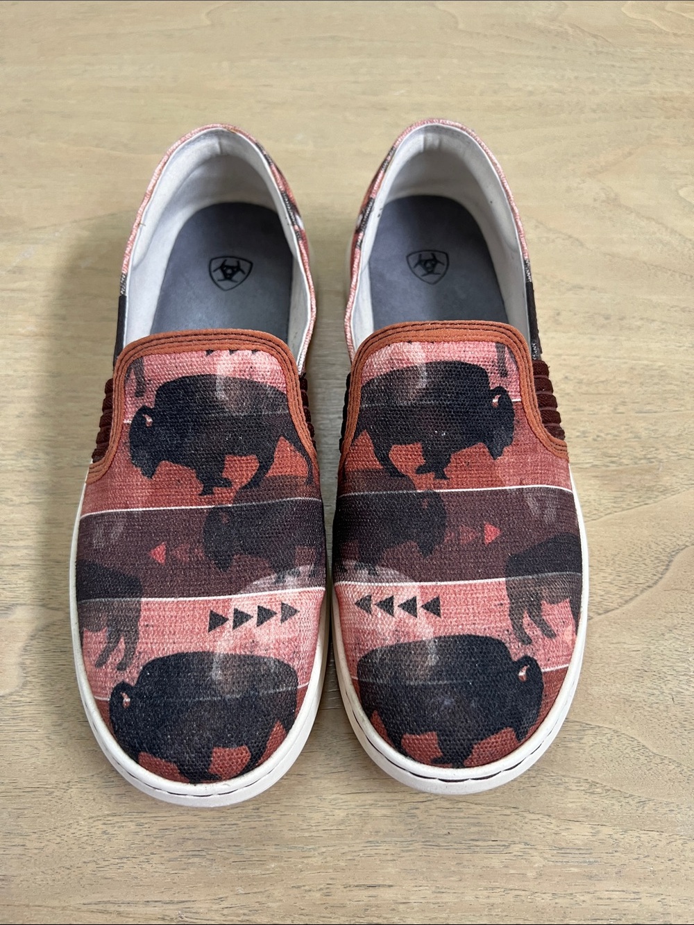 Ariat Rust and Black Buffalo Print Slip-On Moccasins